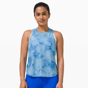 Lululemon lightweight run kit tank top blue 8 tie dye
